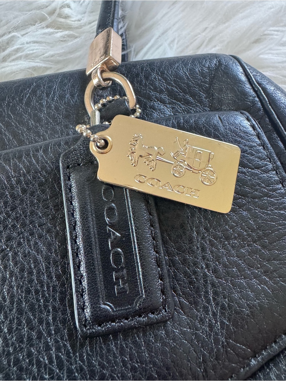 COACH East West Madison Madeline black leather satchel purse style no. 25166 - Picture 7 of 15